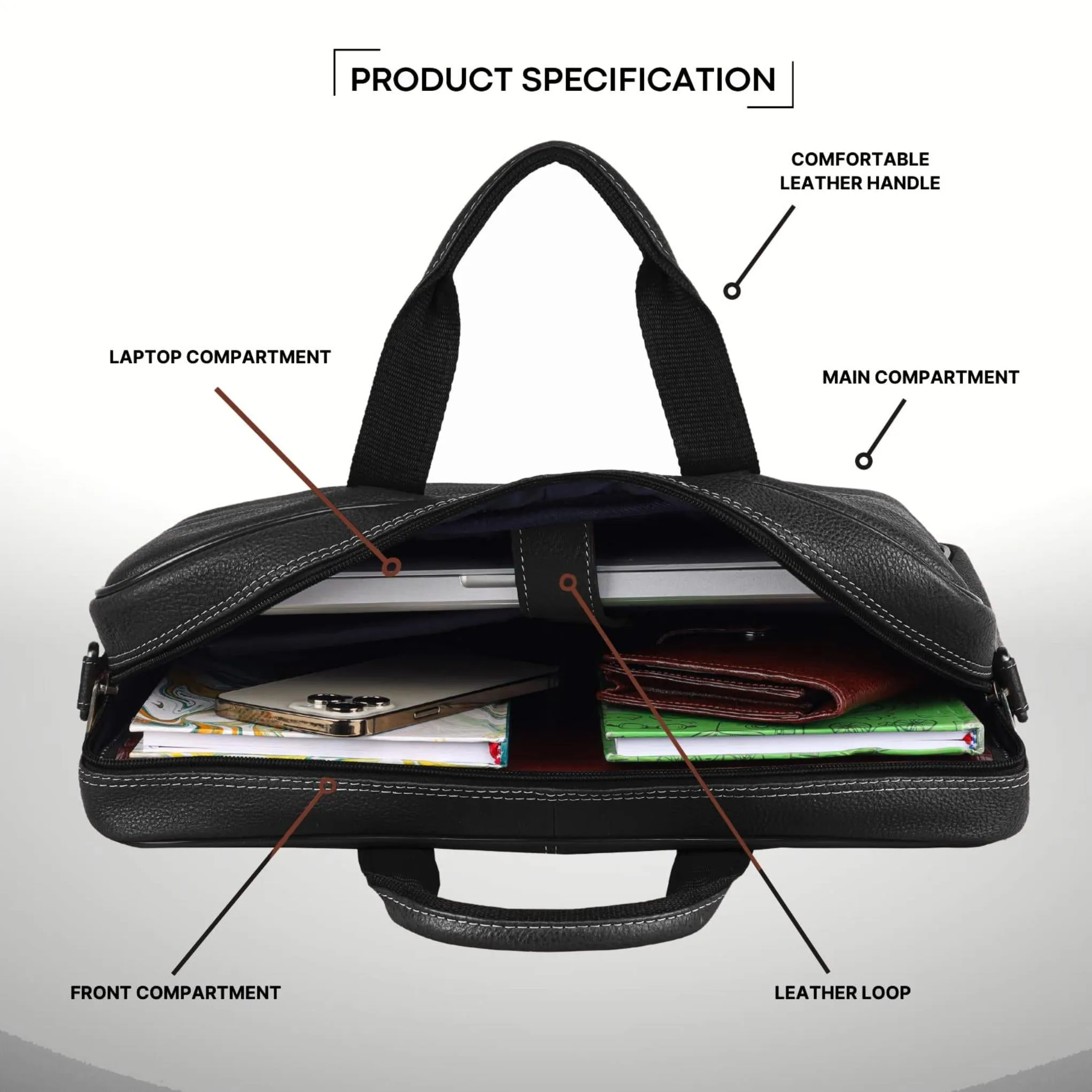 DORCHESTER Leather Laptop Messenger Bag for Men