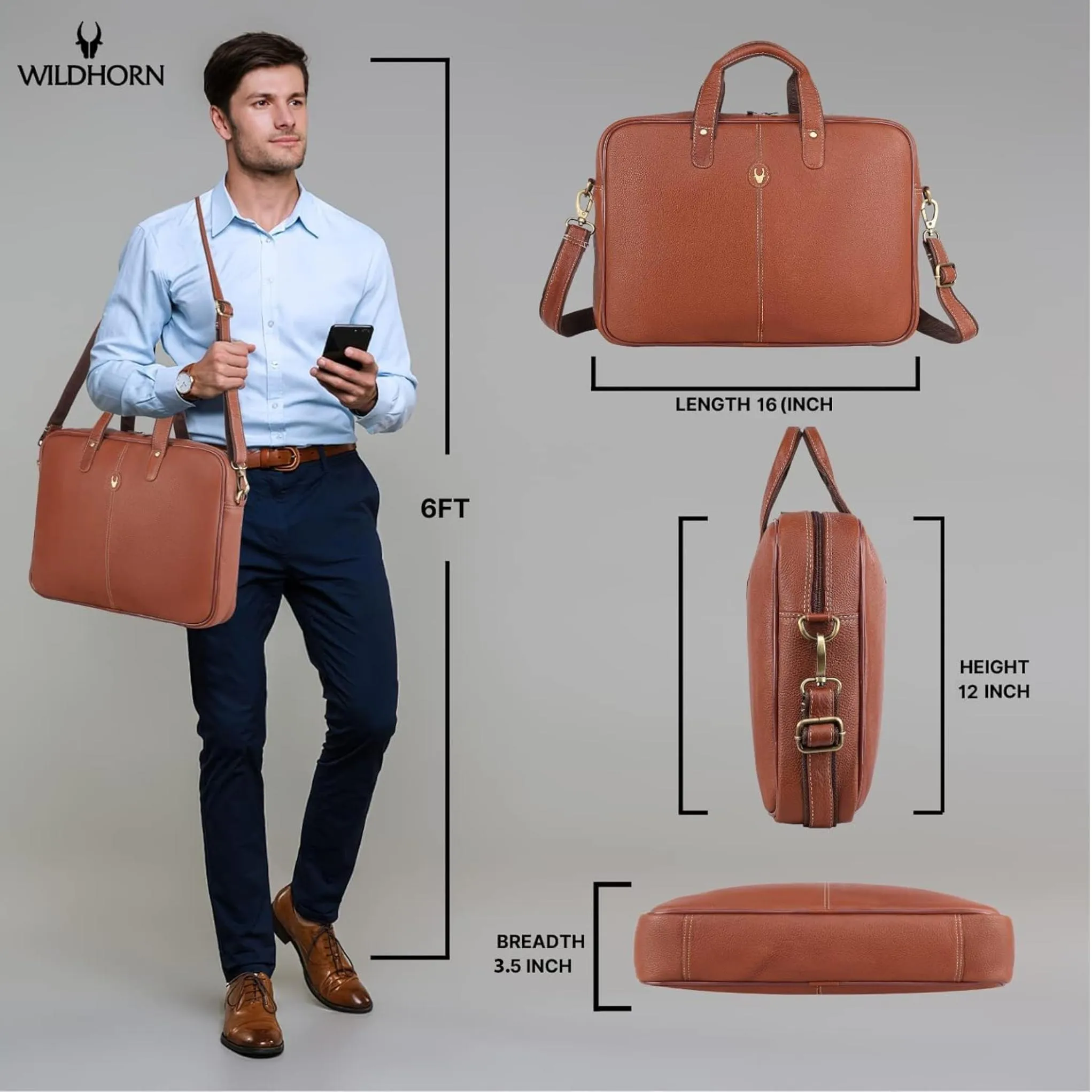 DORCHESTER Leather Laptop Messenger Bag for Men