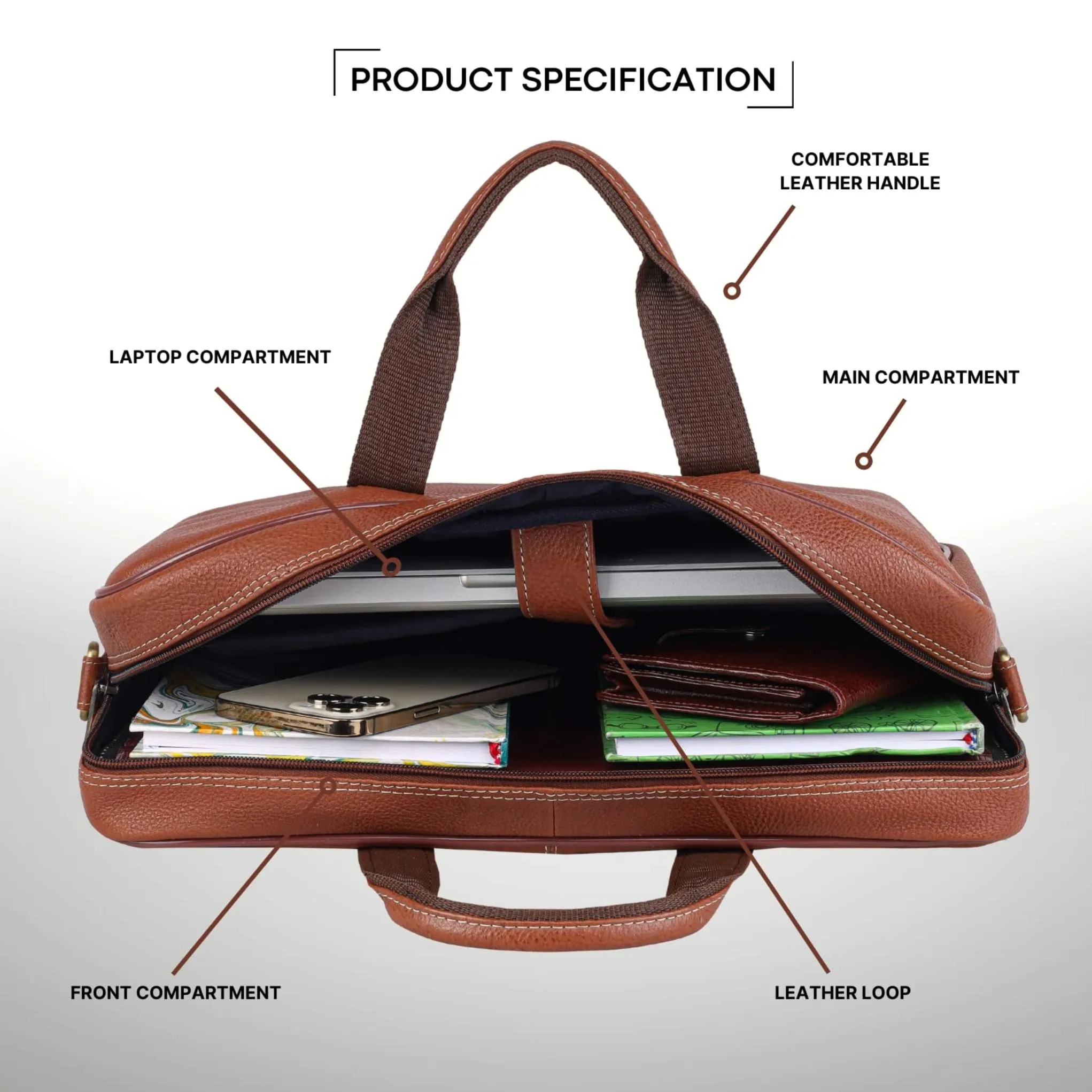 DORCHESTER Leather Laptop Messenger Bag for Men