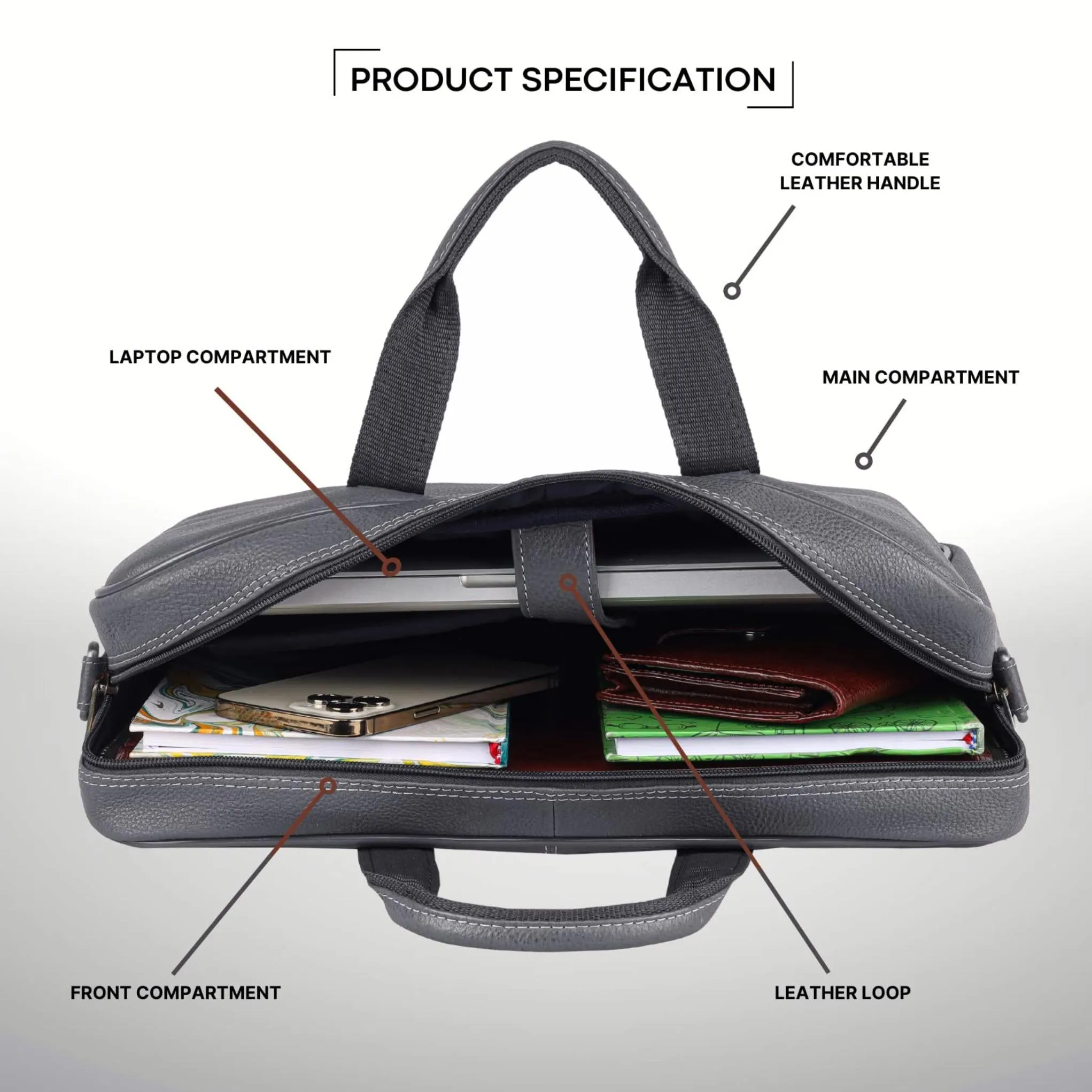 DORCHESTER Leather Laptop Messenger Bag for Men