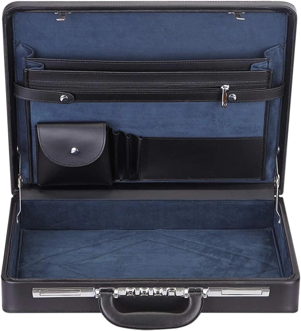 Expandable Hard Briefcases Laptop Attache for Men Business Brief Case with Lock - Black