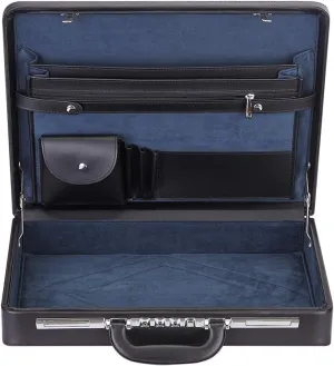Expandable Hard Briefcases Laptop Attache for Men Business Brief Case with Lock - Black