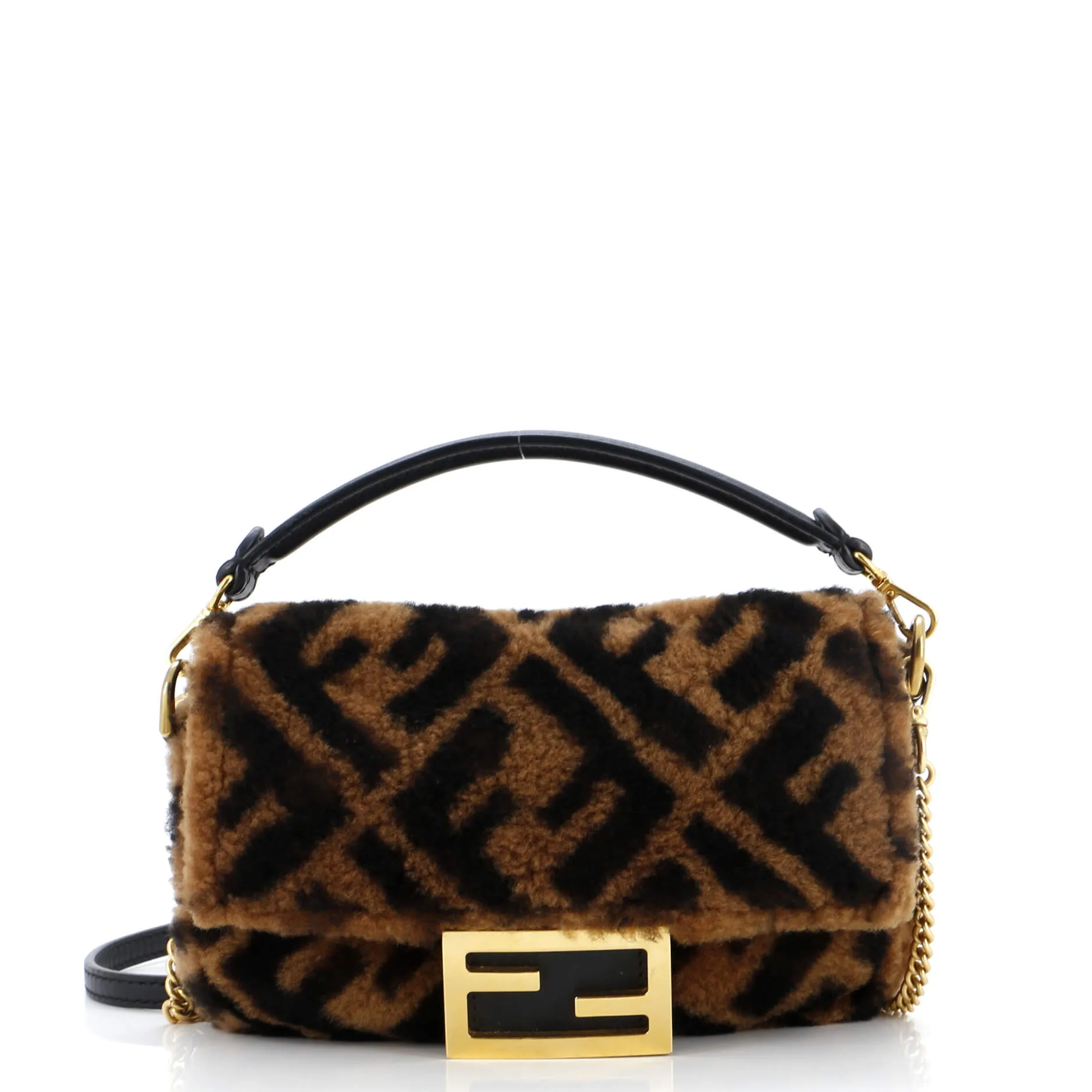 FENDI Baguette NM Bag Zucca Shearling Mini