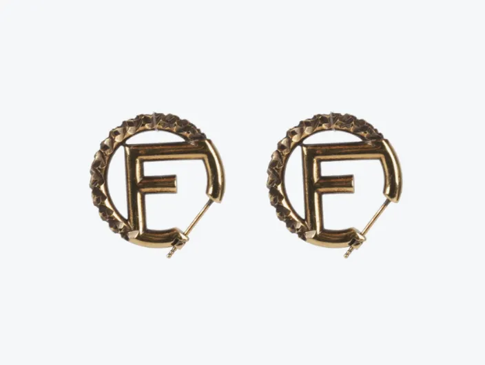 Fendi Hoop Earrings F Is Fendi Antique Gold (Pierced) 42182985