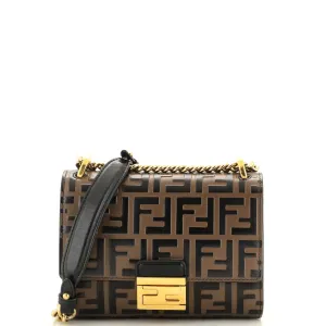 FENDI Kan U Shoulder Bag Zucca Embossed Leather Small