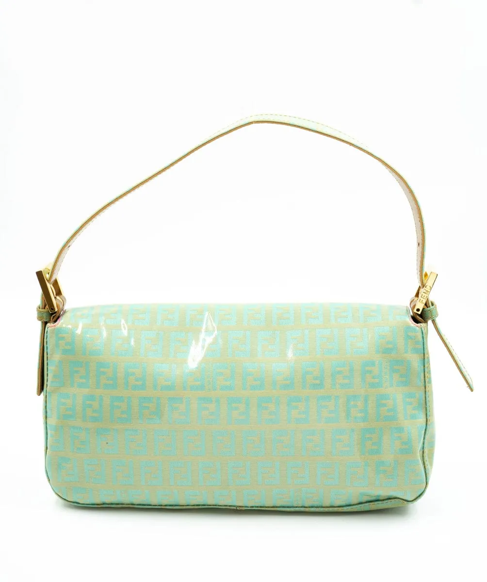 Fendi Mamma Baguette Mint Green Zucca Coated Canvas - AWL4086