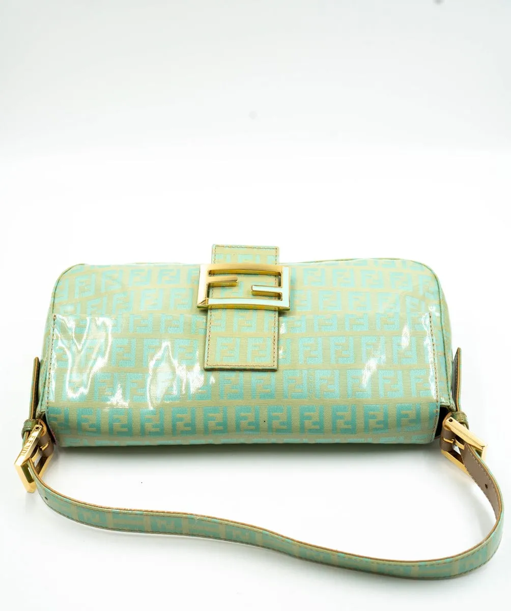 Fendi Mamma Baguette Mint Green Zucca Coated Canvas - AWL4086