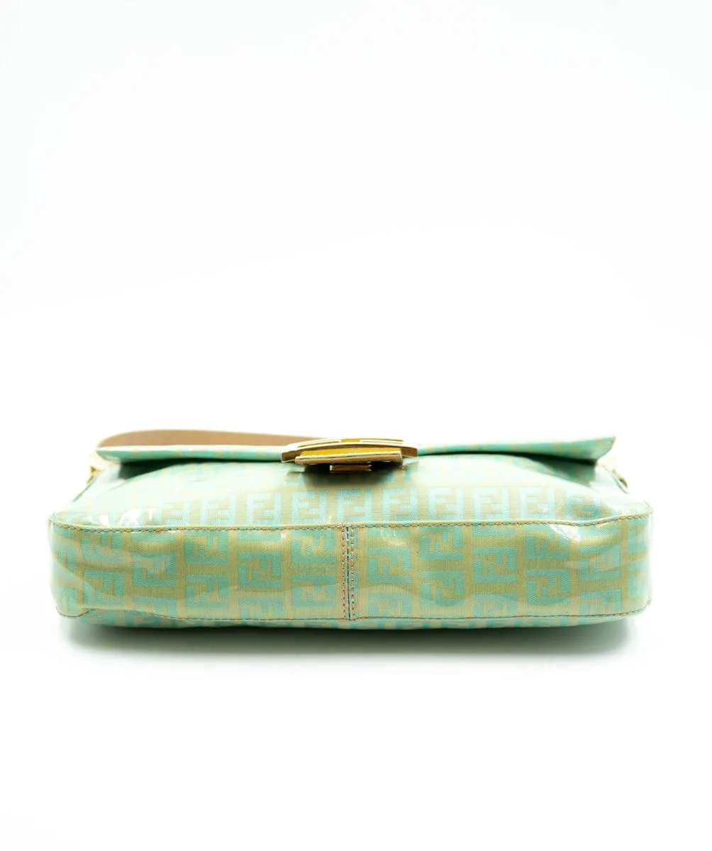 Fendi Mamma Baguette Mint Green Zucca Coated Canvas - AWL4086
