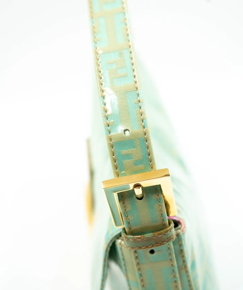 Fendi Mamma Baguette Mint Green Zucca Coated Canvas - AWL4086