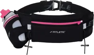 Fitletic Hydration Running Belt With 12oz Quick Flow Water Bottle For Men & Women Race Belt, Gel Holder & Bib Toggles Patented Bounce Free Design, Water Resistant Fits All Phones Fully Loaded