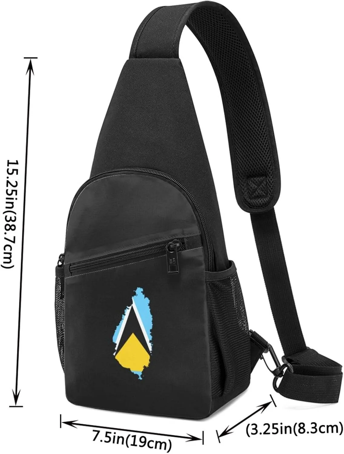 Flag Map Of St Lucia Unisex Chest Bag Lightweight Crossbody Shoulder Bag Travel Pocket