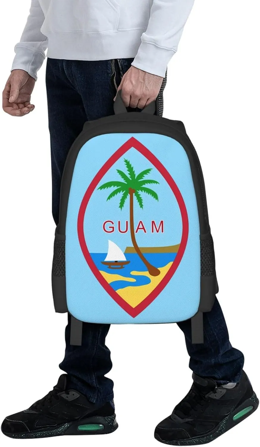 Guam Island Flag Casual Backpack Large Capacity Backpacks 15 Inch Laptop Back Pack Travel Rucksack Daypack Commuter Bags with Adjustable Strap for Camping