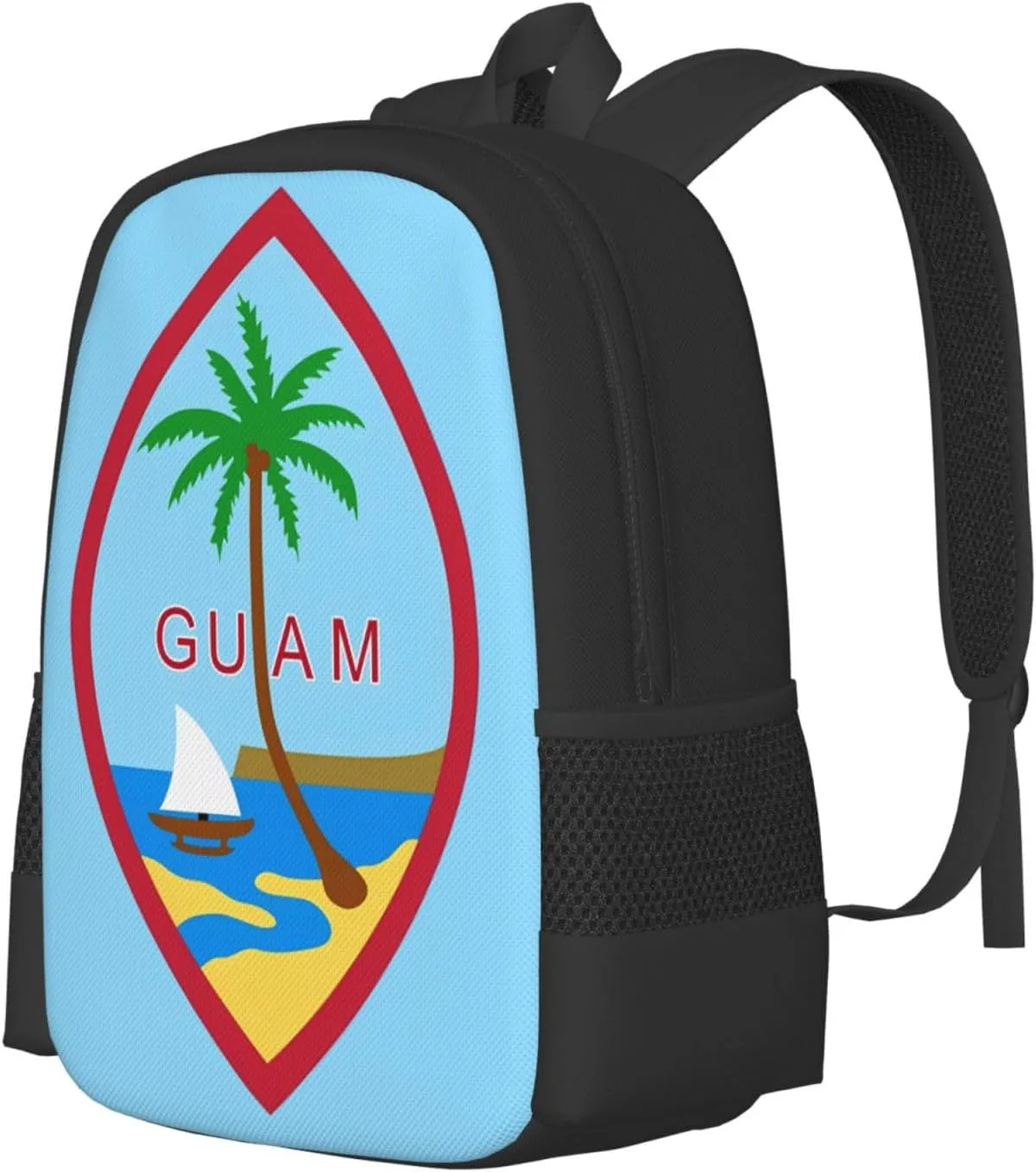 Guam Island Flag Casual Backpack Large Capacity Backpacks 15 Inch Laptop Back Pack Travel Rucksack Daypack Commuter Bags with Adjustable Strap for Camping