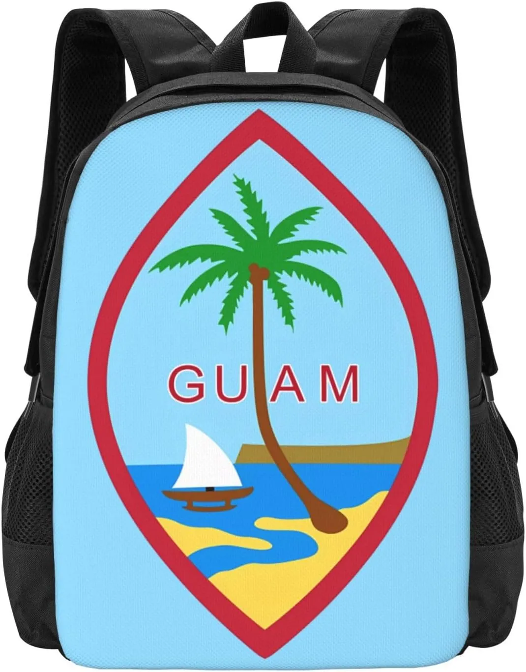 Guam Island Flag Casual Backpack Large Capacity Backpacks 15 Inch Laptop Back Pack Travel Rucksack Daypack Commuter Bags with Adjustable Strap for Camping