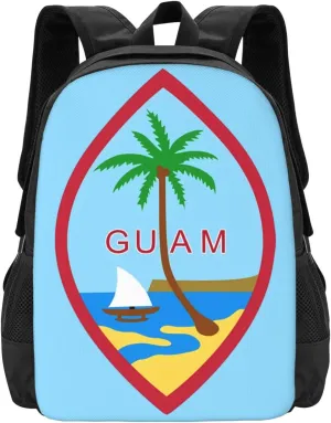 Guam Island Flag Casual Backpack Large Capacity Backpacks 15 Inch Laptop Back Pack Travel Rucksack Daypack Commuter Bags with Adjustable Strap for Camping