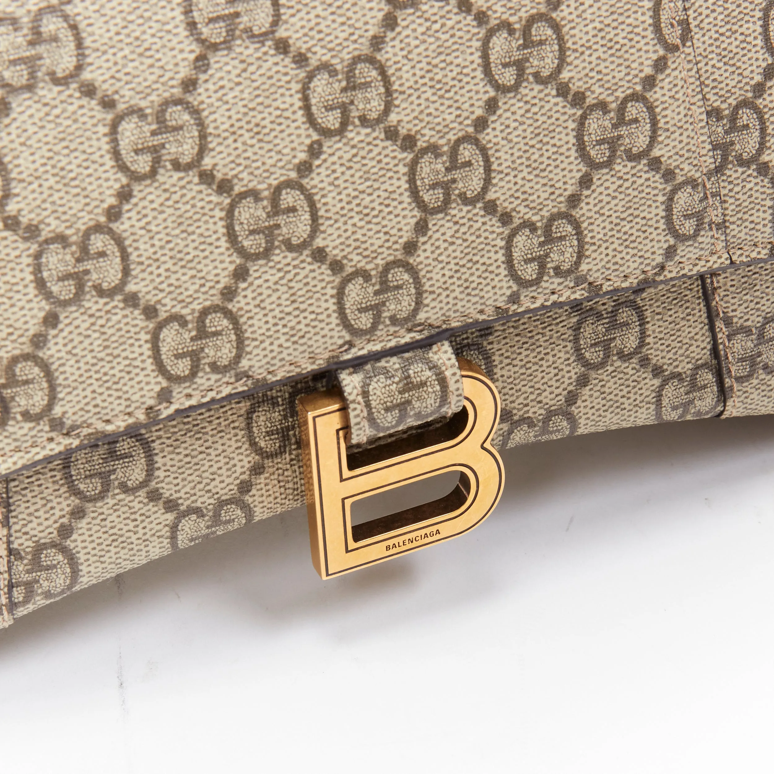 GUCCI BALENCIAGA Hourglass Hacker Project Runway monogram B buckle bag