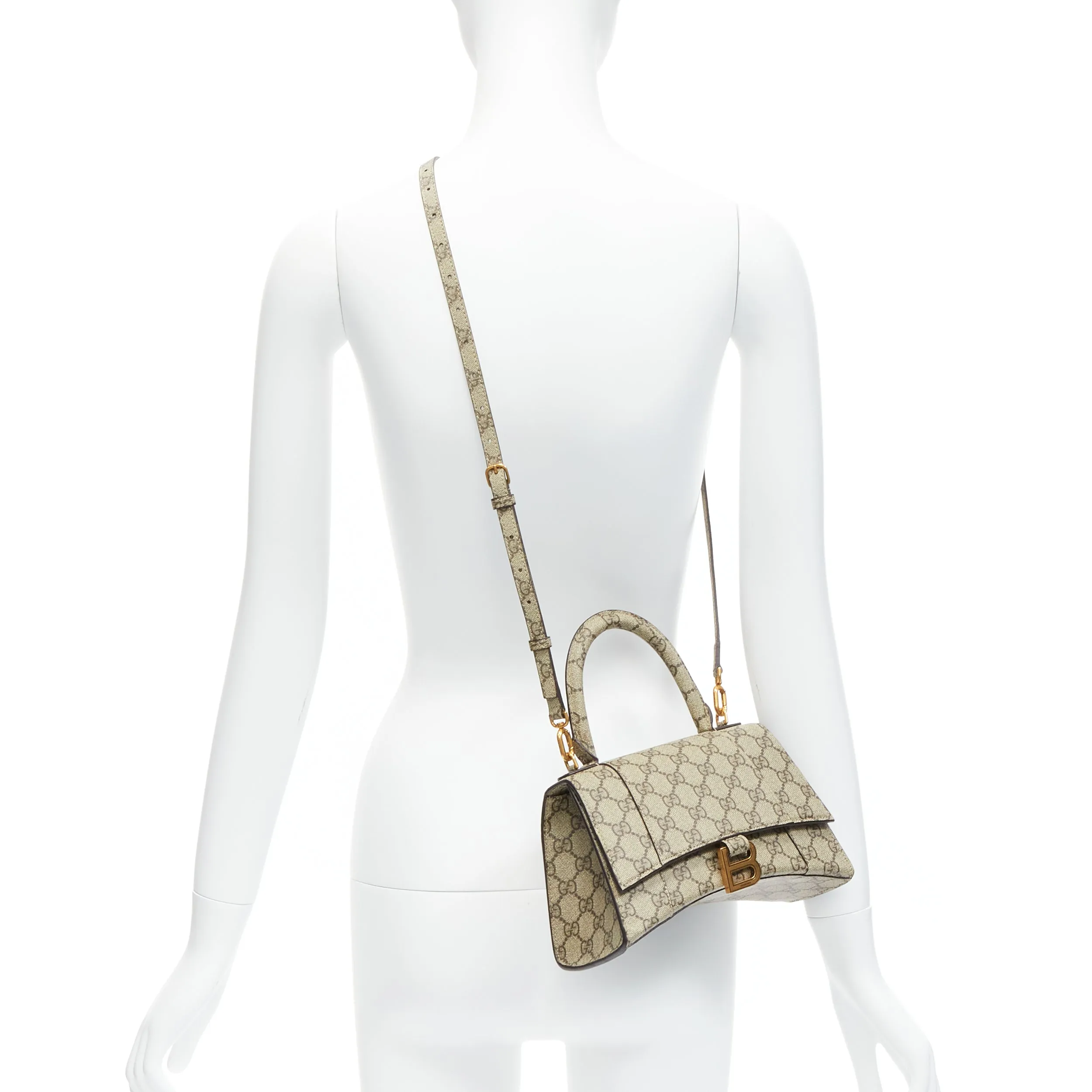 GUCCI BALENCIAGA Hourglass Hacker Project Runway monogram B buckle bag