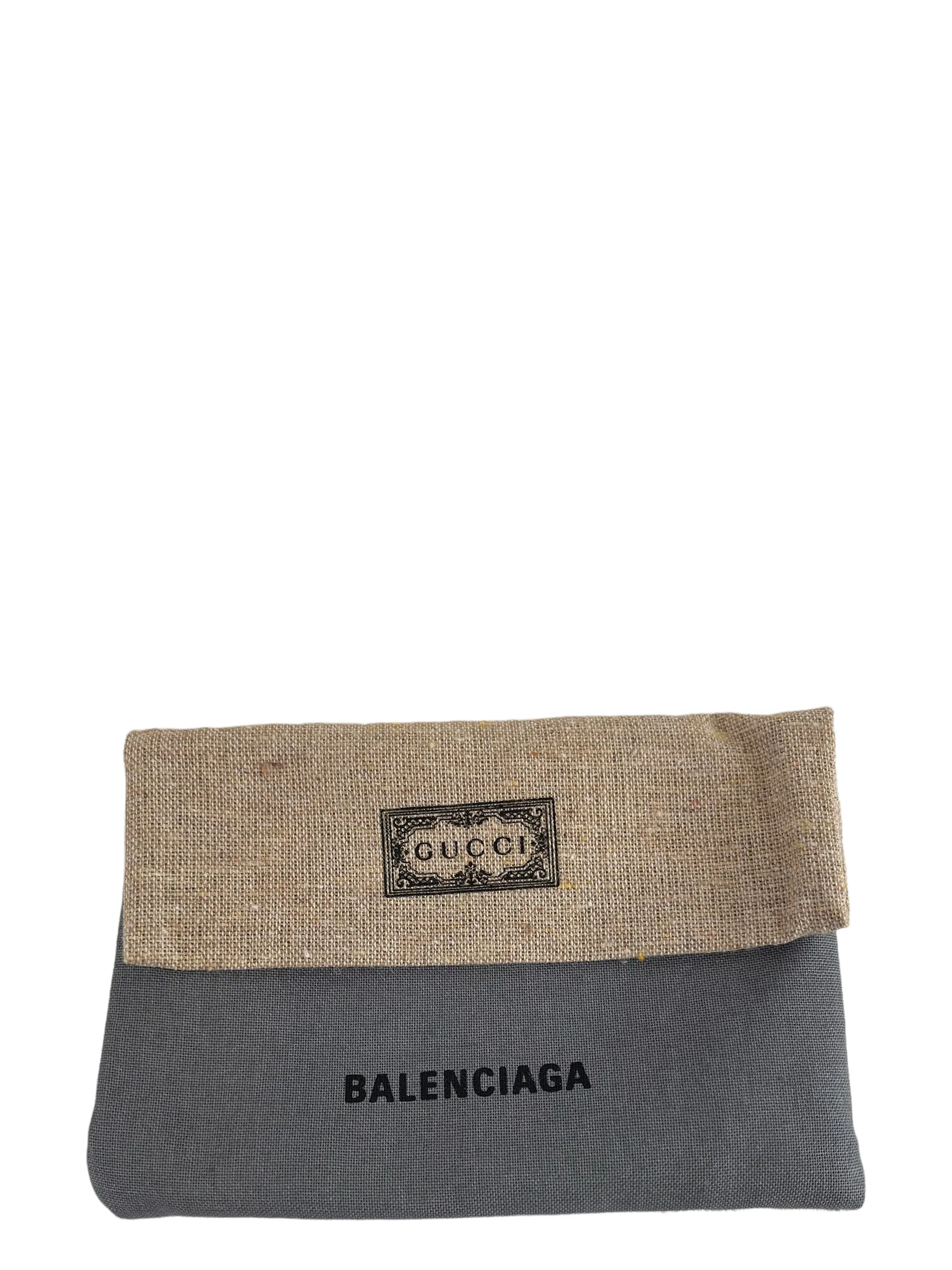 Gucci X Balenciaga Floral Canvas & Black Leather Cardholder
