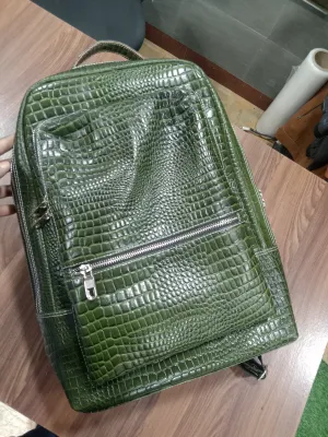 Gyro Premium Pure Leather Backpack Bags Green for Men and Women