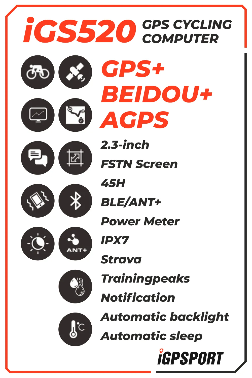 iGPSPORT iGS520 GPS Cycling Computer (IGS520)