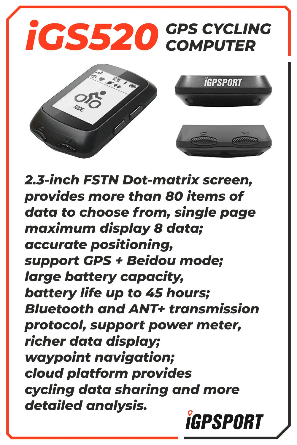 iGPSPORT iGS520 GPS Cycling Computer (IGS520)