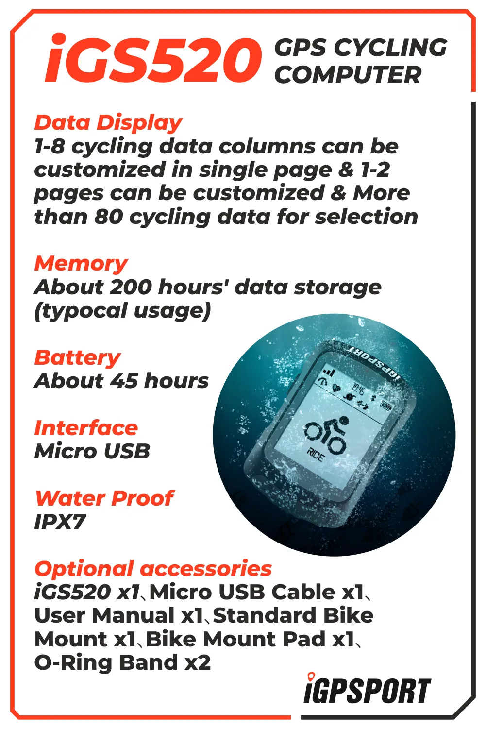 iGPSPORT iGS520 GPS Cycling Computer (IGS520)