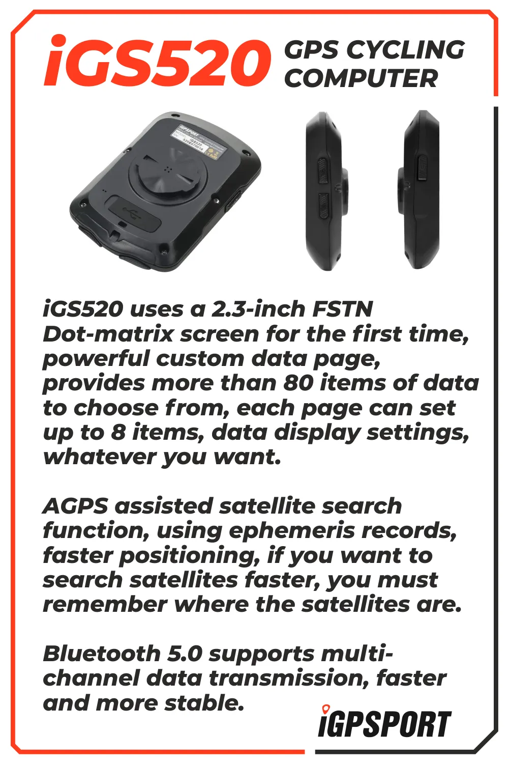 iGPSPORT iGS520 GPS Cycling Computer (IGS520)