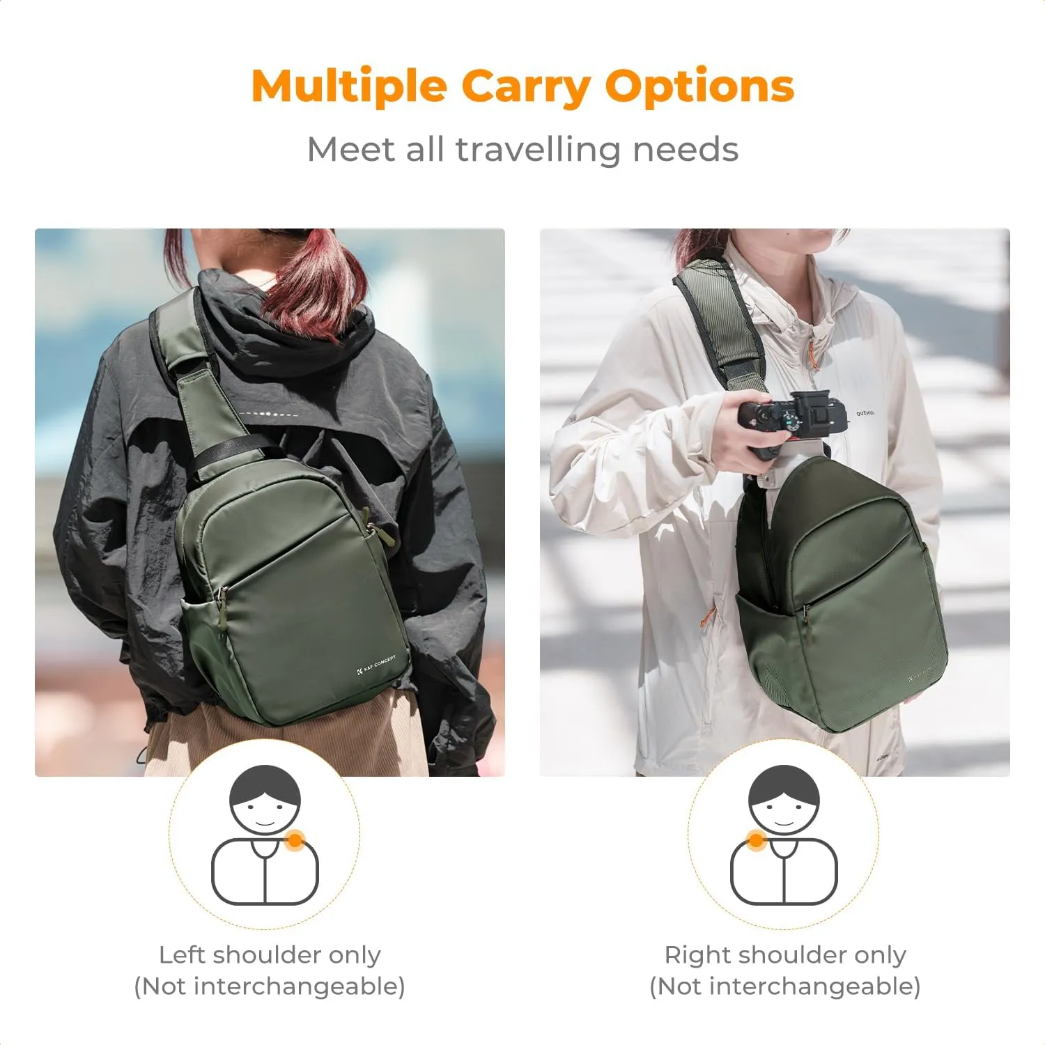 K&F Concept Small Camera Bag for Photographer, Camera Sling Crossbody bag for DSLR/SLR/Mirrorless Camera, Compact Camera Case for Men and Women