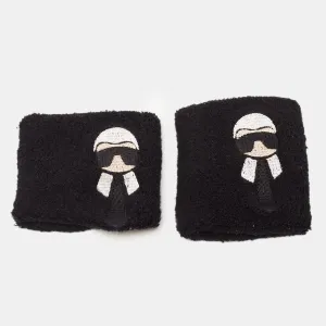 Karl Loves Black Terry Cotton Sweat Wrist Band (TU)
