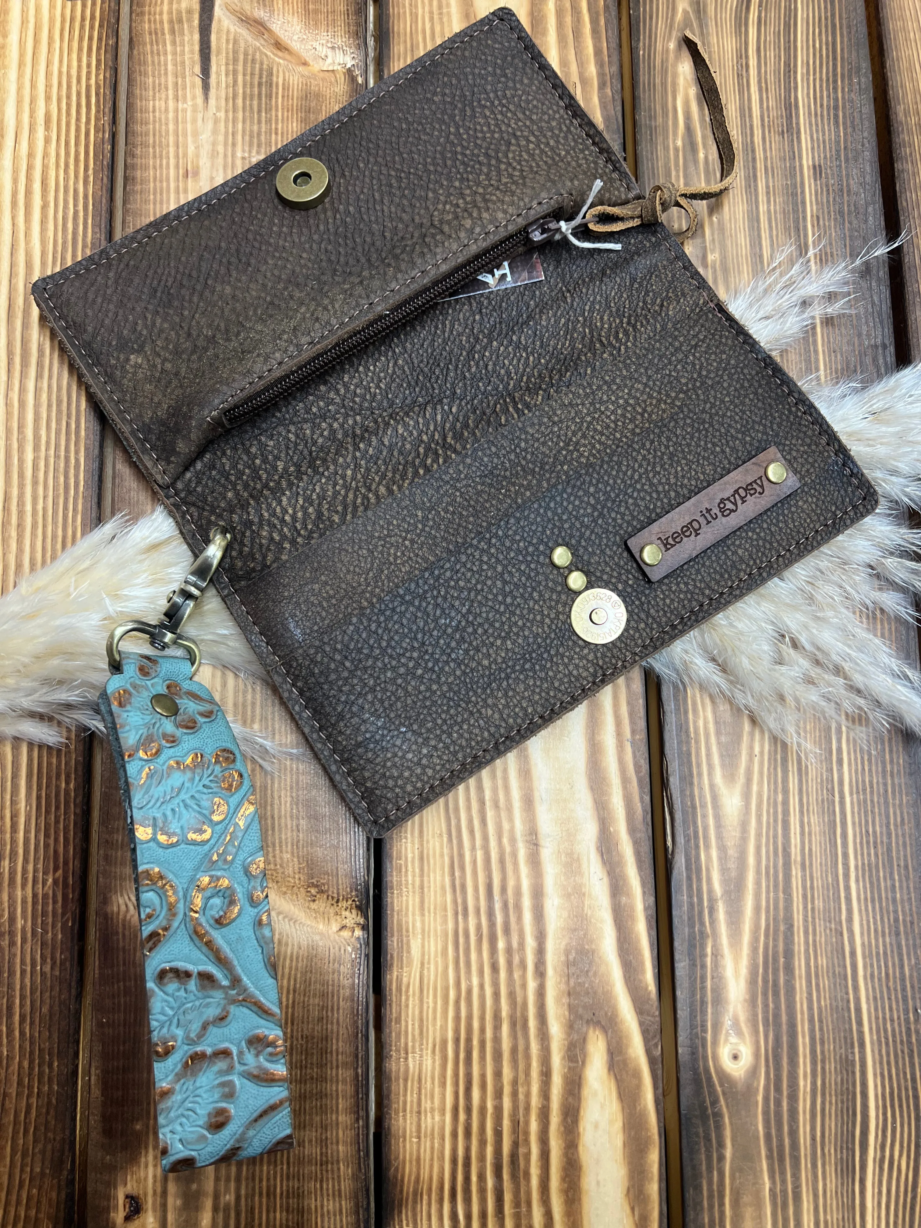 Keep It Gypsy Fallon Wristlet Wallet - Floral Turquoise Copper