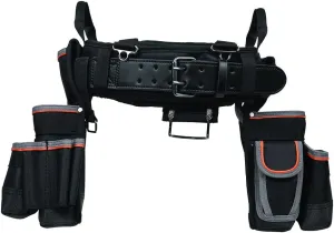 Klein Tools 55427 Tradesman Pro Electrician's Padded Tool Belt and Tool Pouch Combo for Long-wear Comfort and Durability Size Medium