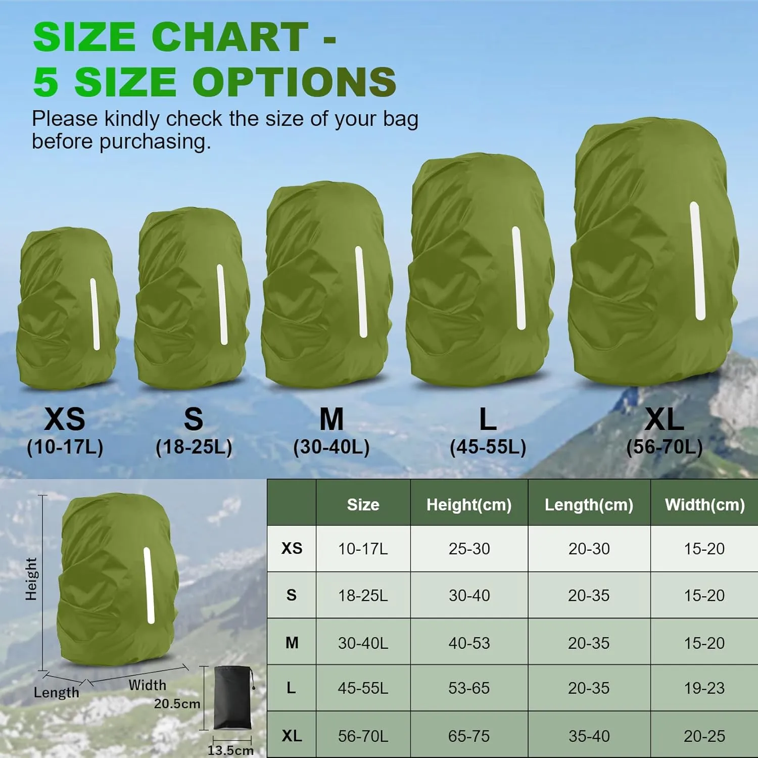 LAMA 2 Pack Waterproof Rain Cover for Backpack, Reflective Rucksack Rain Cover for Anti-dust/Anti-Theft/Bicycling/Hiking/Camping/Traveling/Outdoor Activities