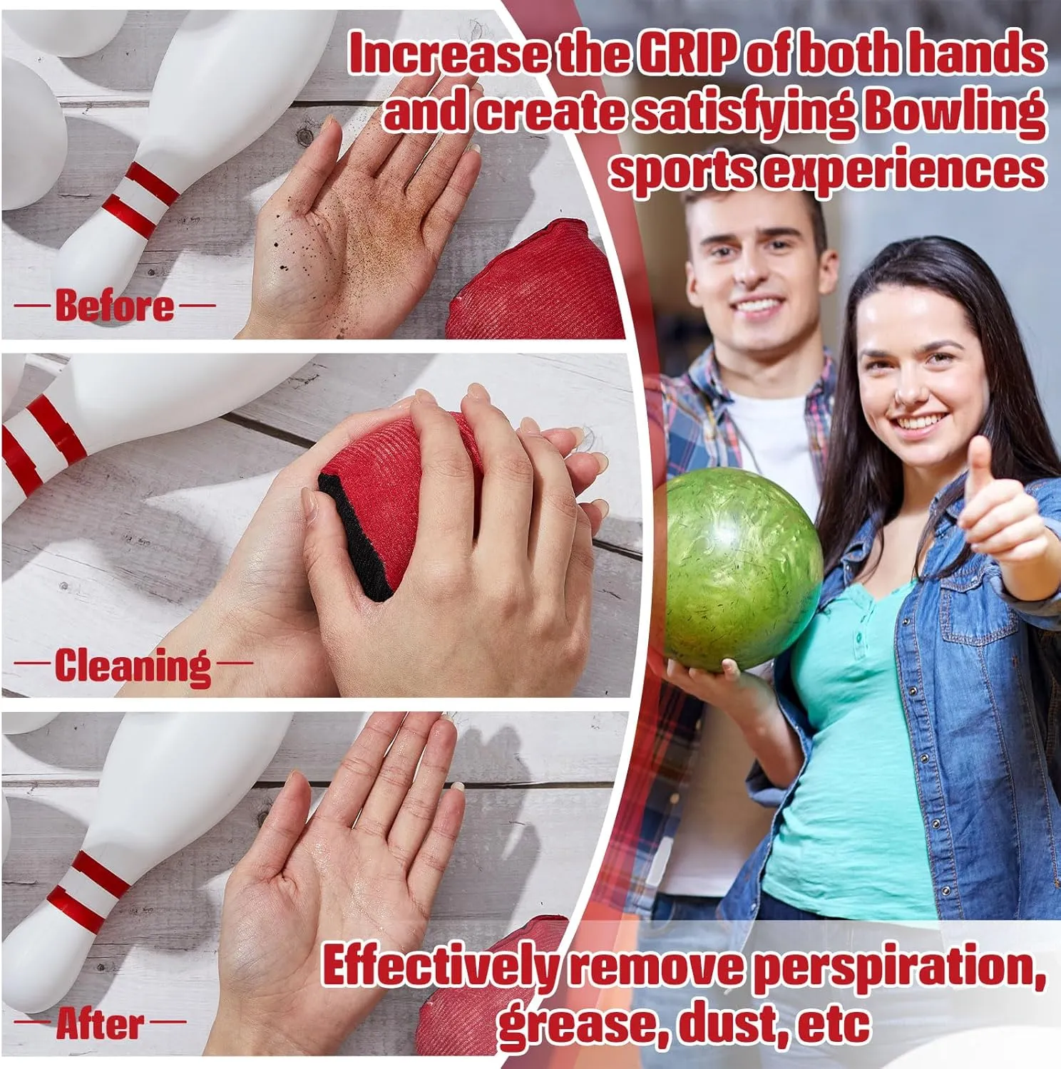Lewtemi Microfiber Ultra Dry Bowling Grip Ball, 2 Pcs Microfiber Bowling Rosin Bags for Hands for Golf Lifting Rock Climbing Tennis Gymnastics