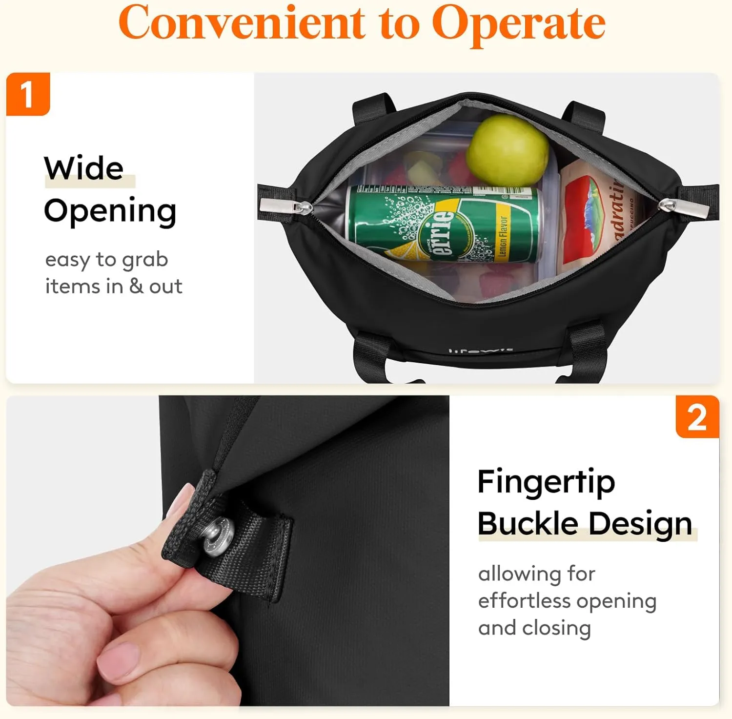 Lifewit Insulated Lunch Box for Women, Lightweight Tote Bag Reusable Lunch Bag Soft Cooler, Large Lunchbox for Work Travel for Women Adults, 9L Black
