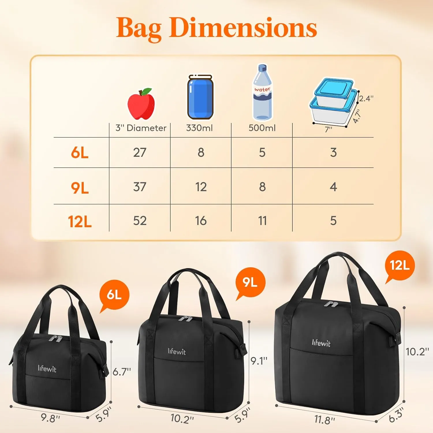 Lifewit Insulated Lunch Box for Women, Lightweight Tote Bag Reusable Lunch Bag Soft Cooler, Large Lunchbox for Work Travel for Women Adults, 9L Black