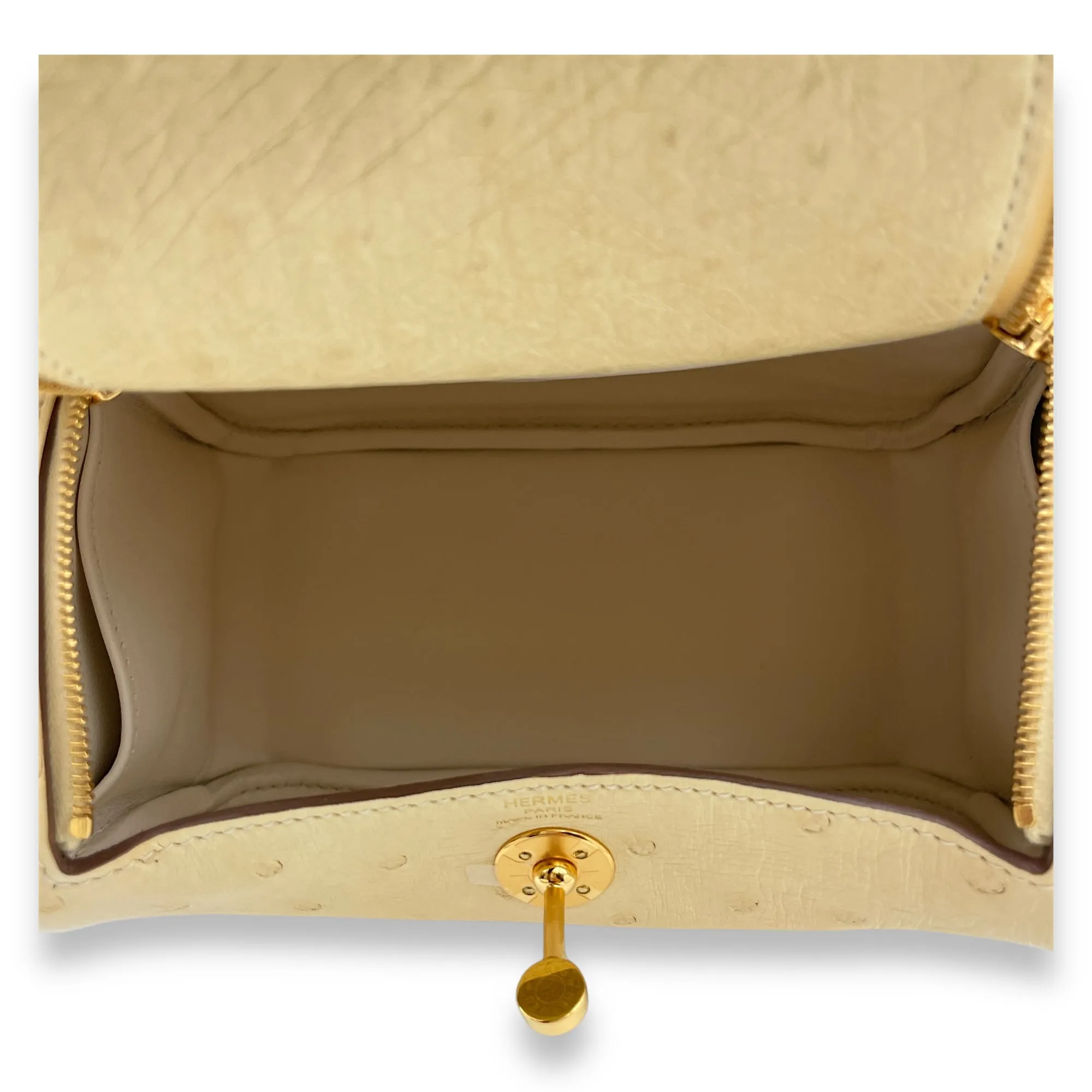Lindy Mini Vanille in Ostrich, Gold hardware