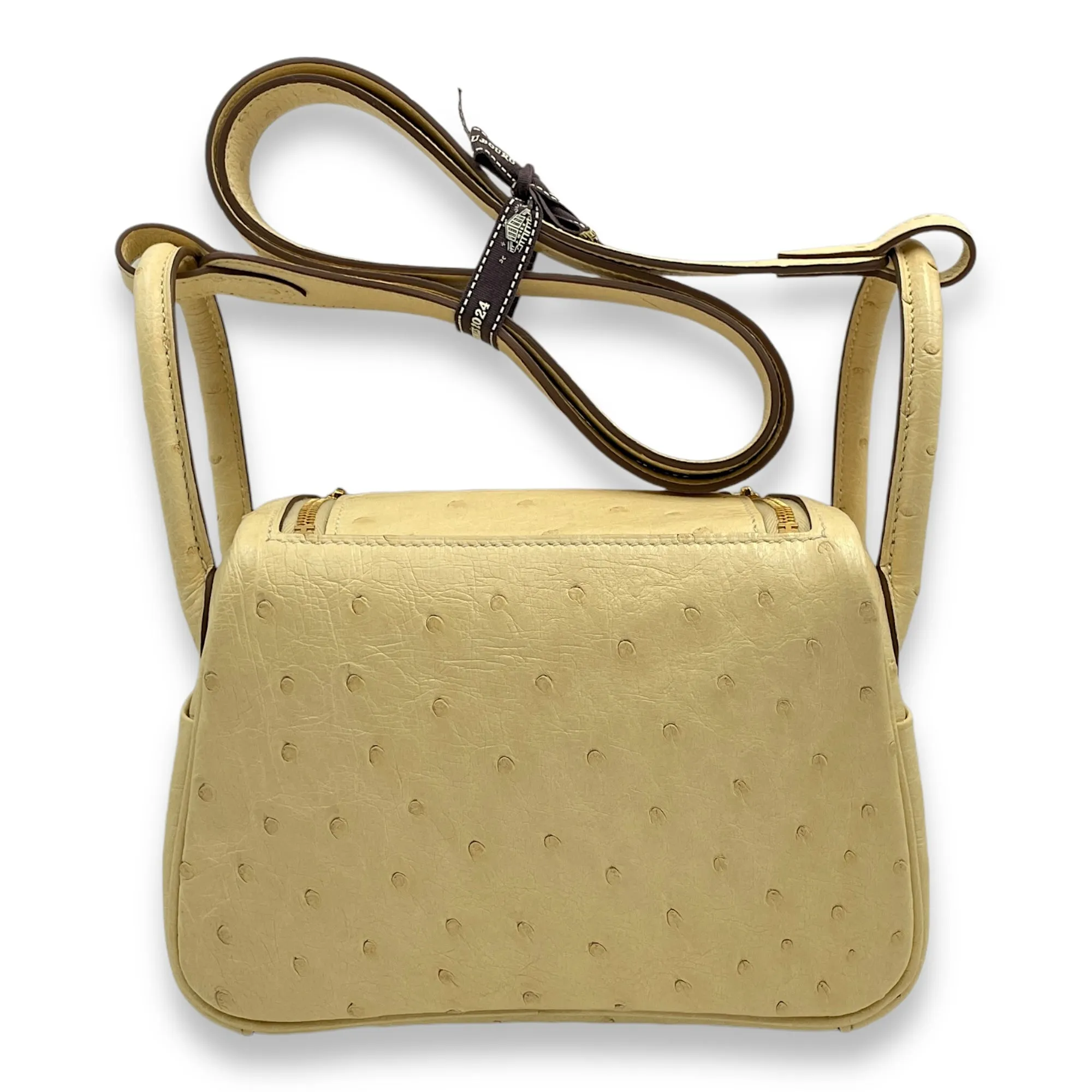 Lindy Mini Vanille in Ostrich, Gold hardware