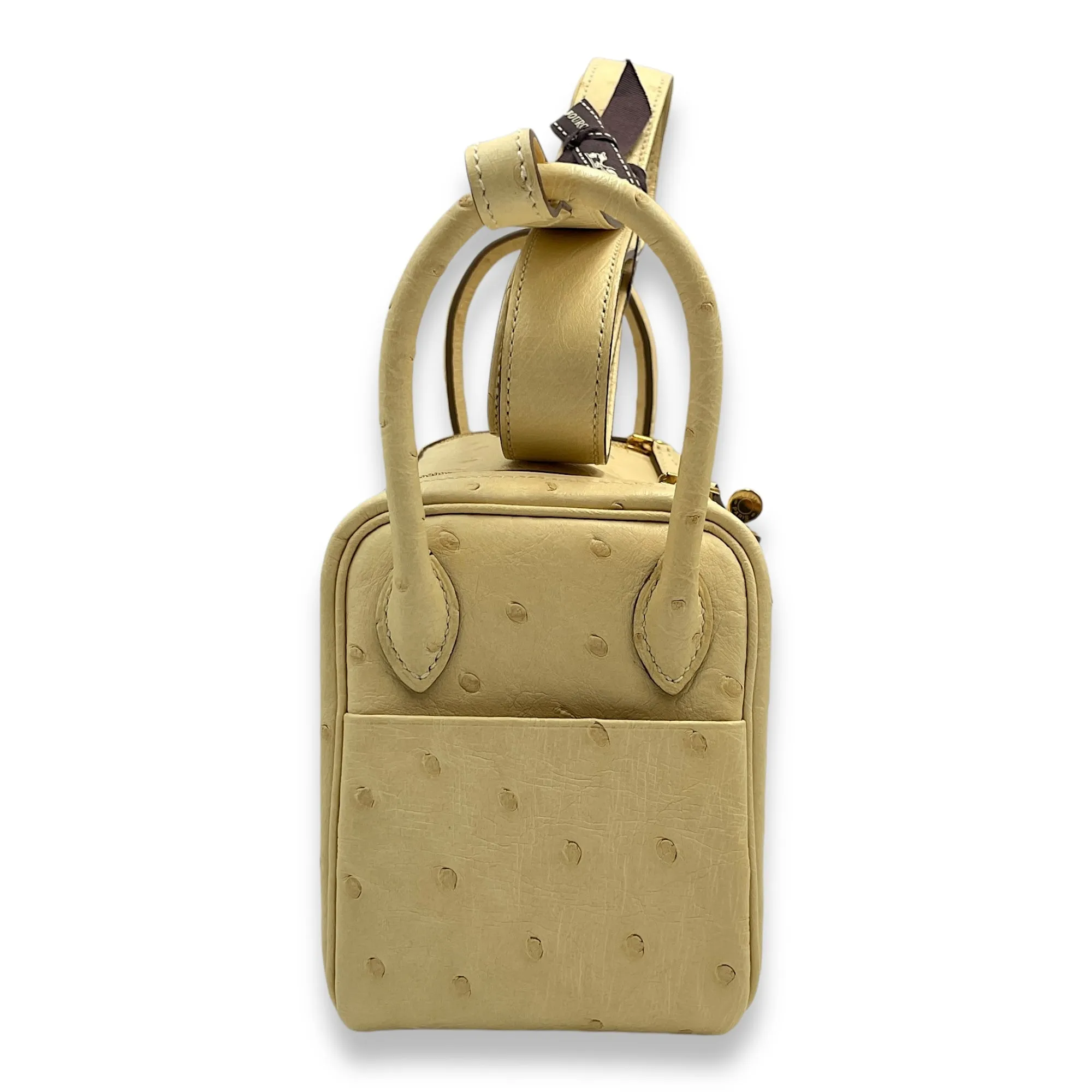 Lindy Mini Vanille in Ostrich, Gold hardware
