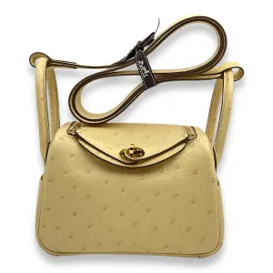 Lindy Mini Vanille in Ostrich, Gold hardware