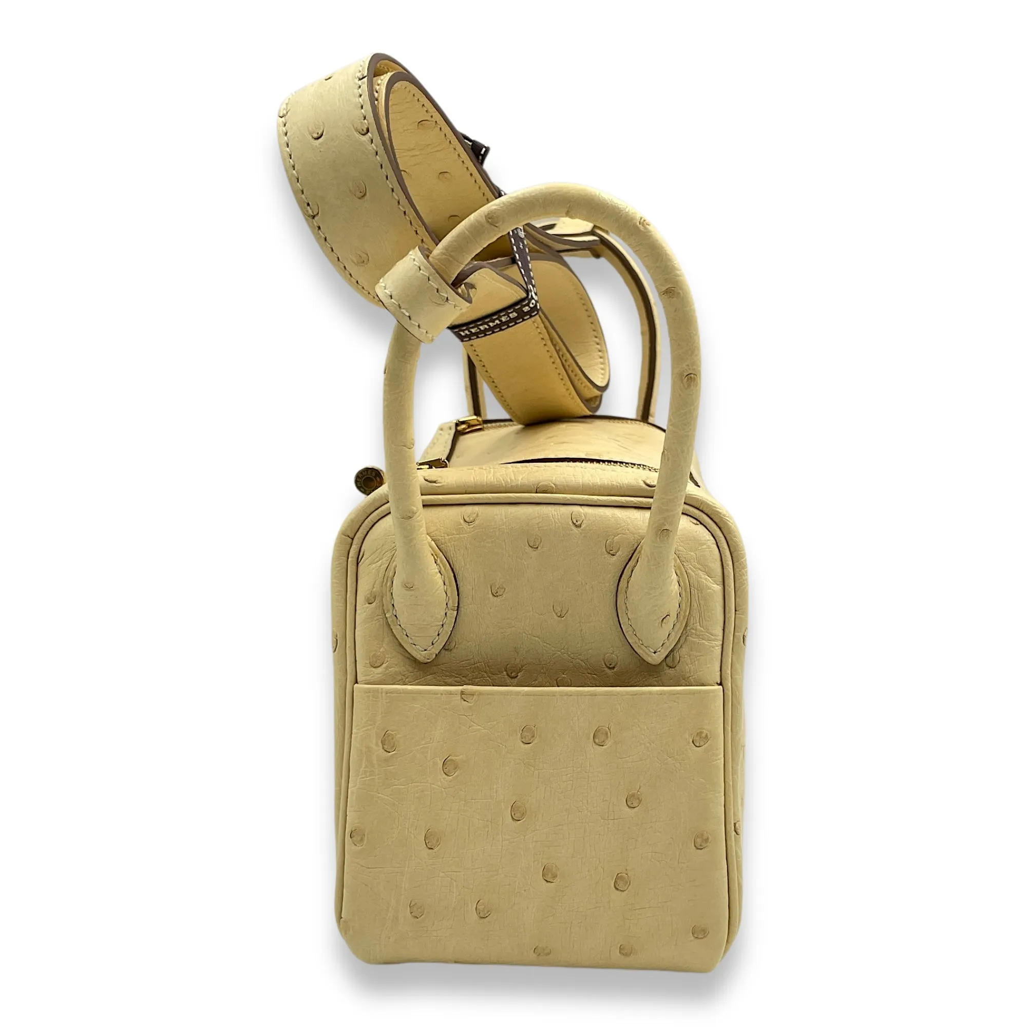 Lindy Mini Vanille in Ostrich, Gold hardware
