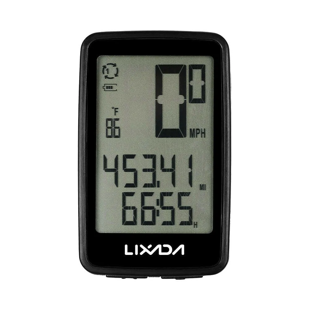Lixada Bicycle Computer USB Rechargeable Wireless Bike Cycling Computer with Bicycle Speedometer Odometer Watch LED Digital Rate