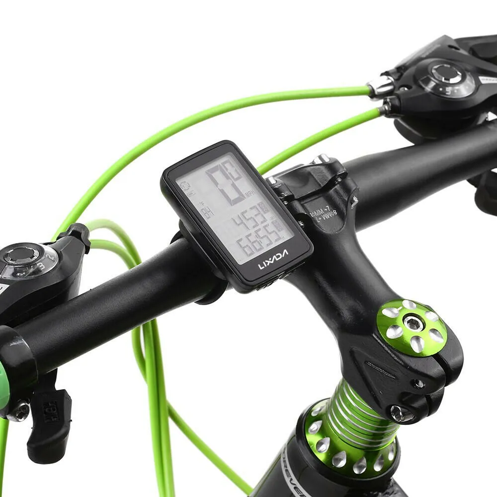 Lixada Bicycle Computer USB Rechargeable Wireless Bike Cycling Computer with Bicycle Speedometer Odometer Watch LED Digital Rate