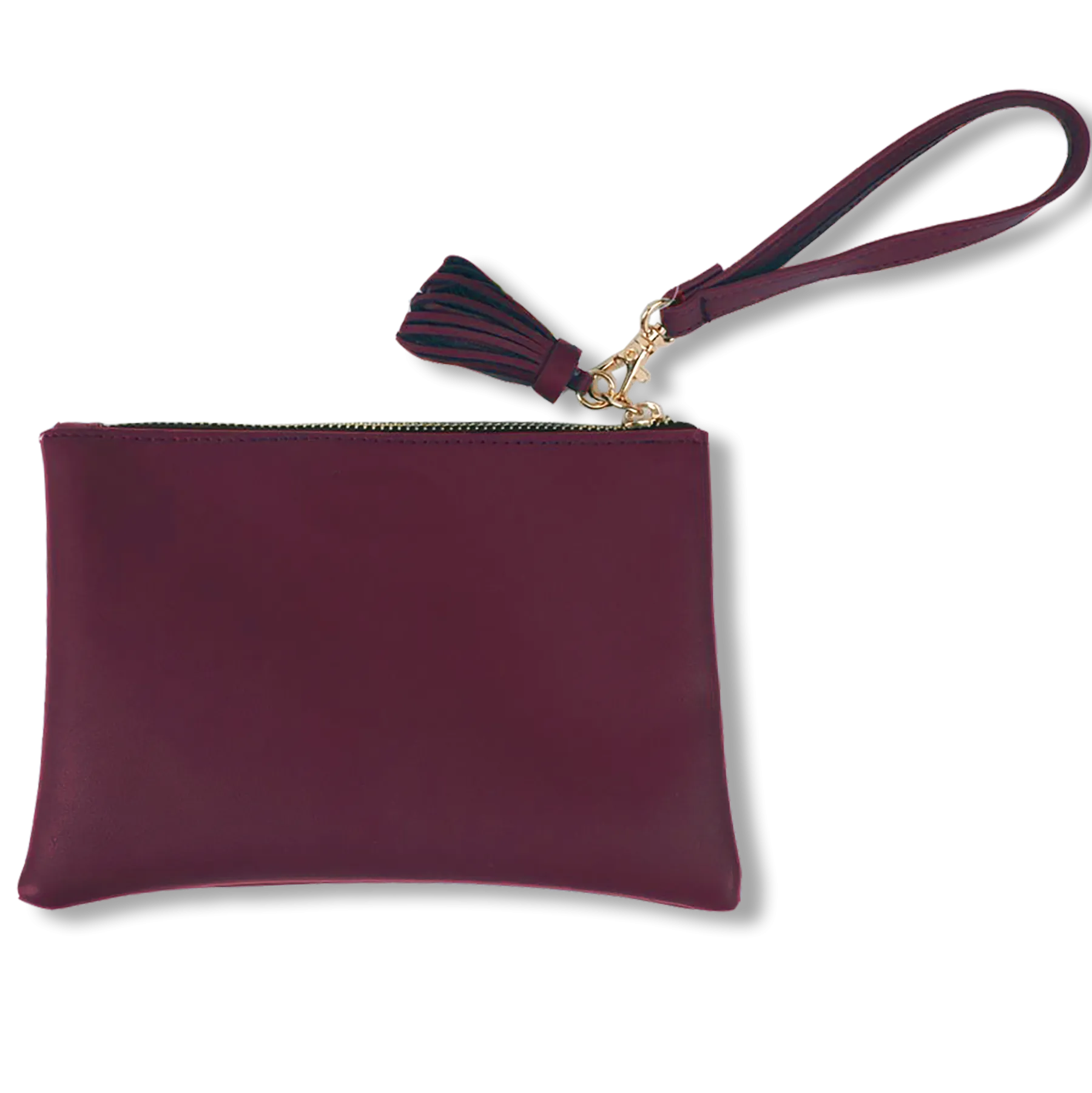 Maroon wristlet in vegan leather