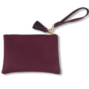 Maroon wristlet in vegan leather