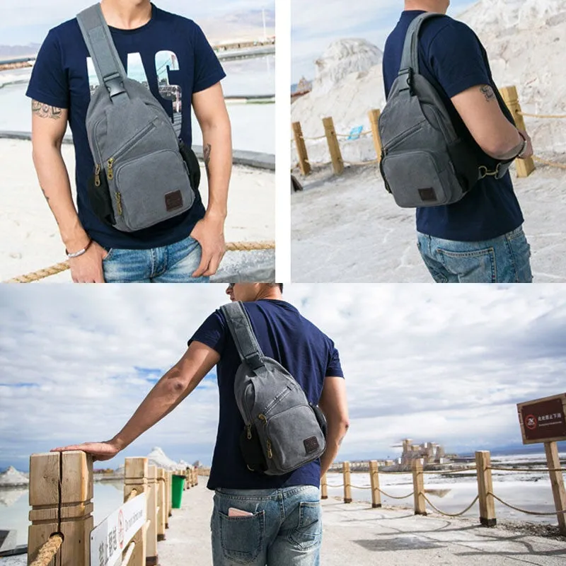 Men Casual Vintage Chest Bag Shoulder For Outdoor Travel