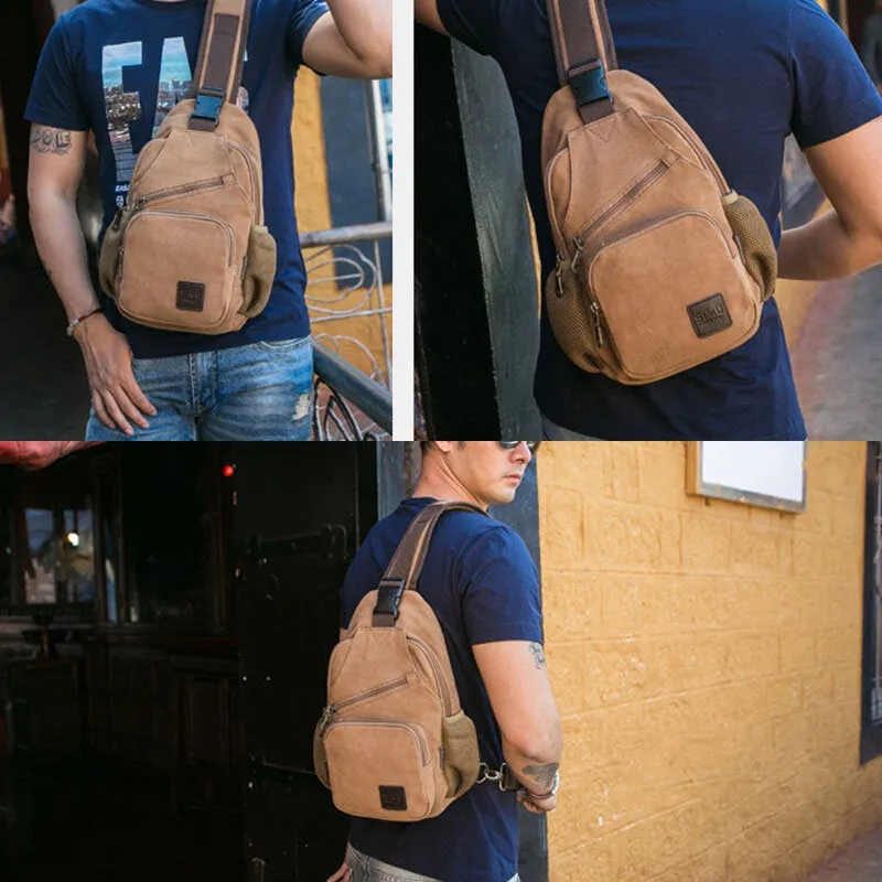 Men Casual Vintage Chest Bag Shoulder For Outdoor Travel