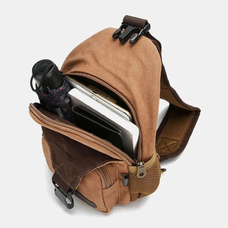 Men Casual Vintage Chest Bag Shoulder For Outdoor Travel
