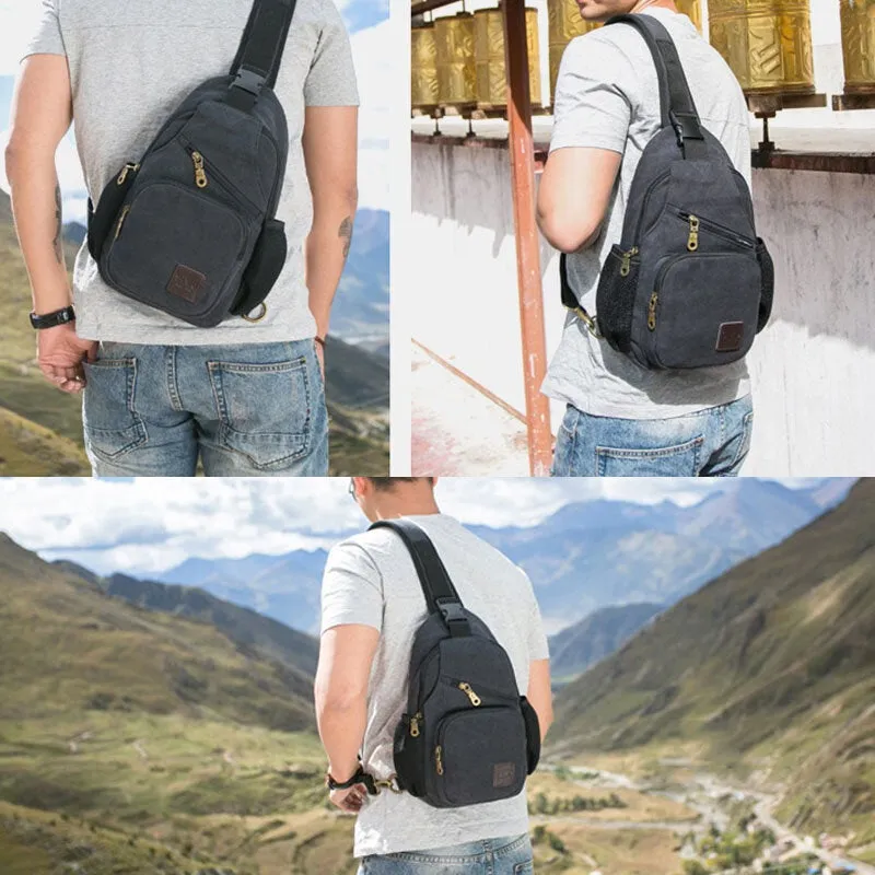 Men Casual Vintage Chest Bag Shoulder For Outdoor Travel