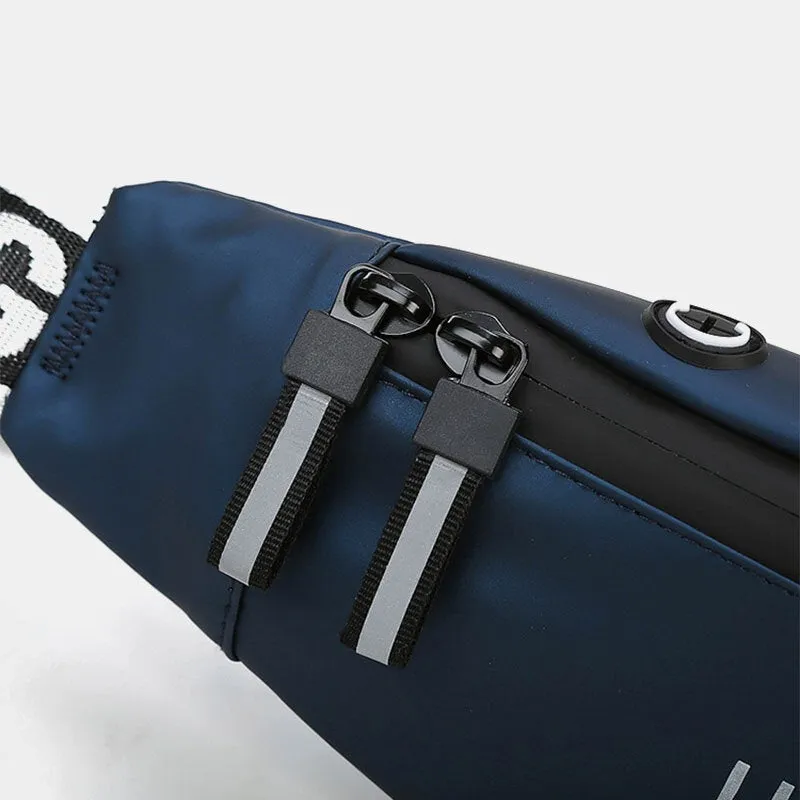 Men Sporty Reflective Patchwork Color Fashion Easy Carry Crossbody Bag Chest Bag With Earphone Hole