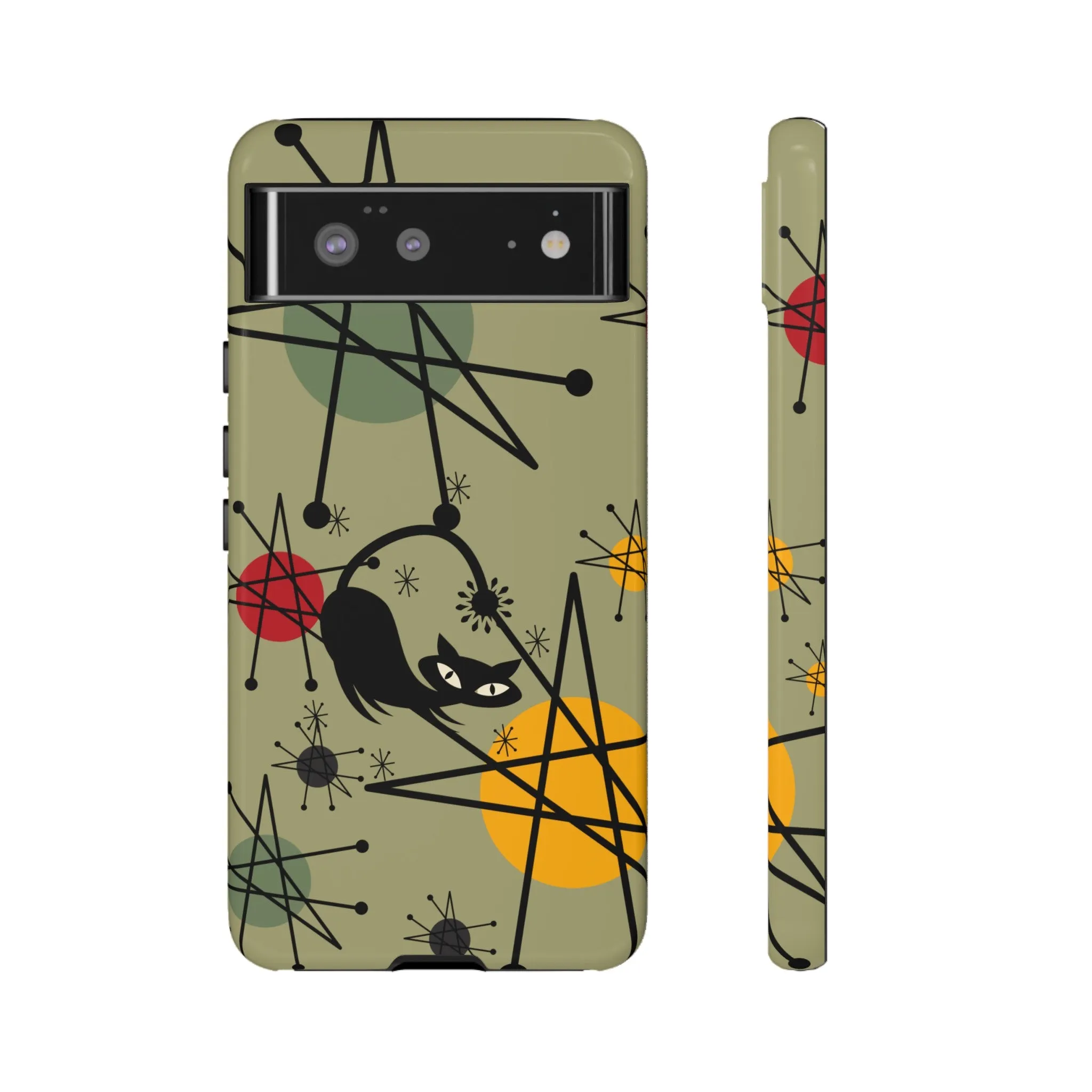 Mid Century Modern Atomic Cat, Retro Chic Groovy Mod Samsung, Smart Phone Tough Cases